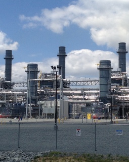 Thumb combined cycle gas fired power plant